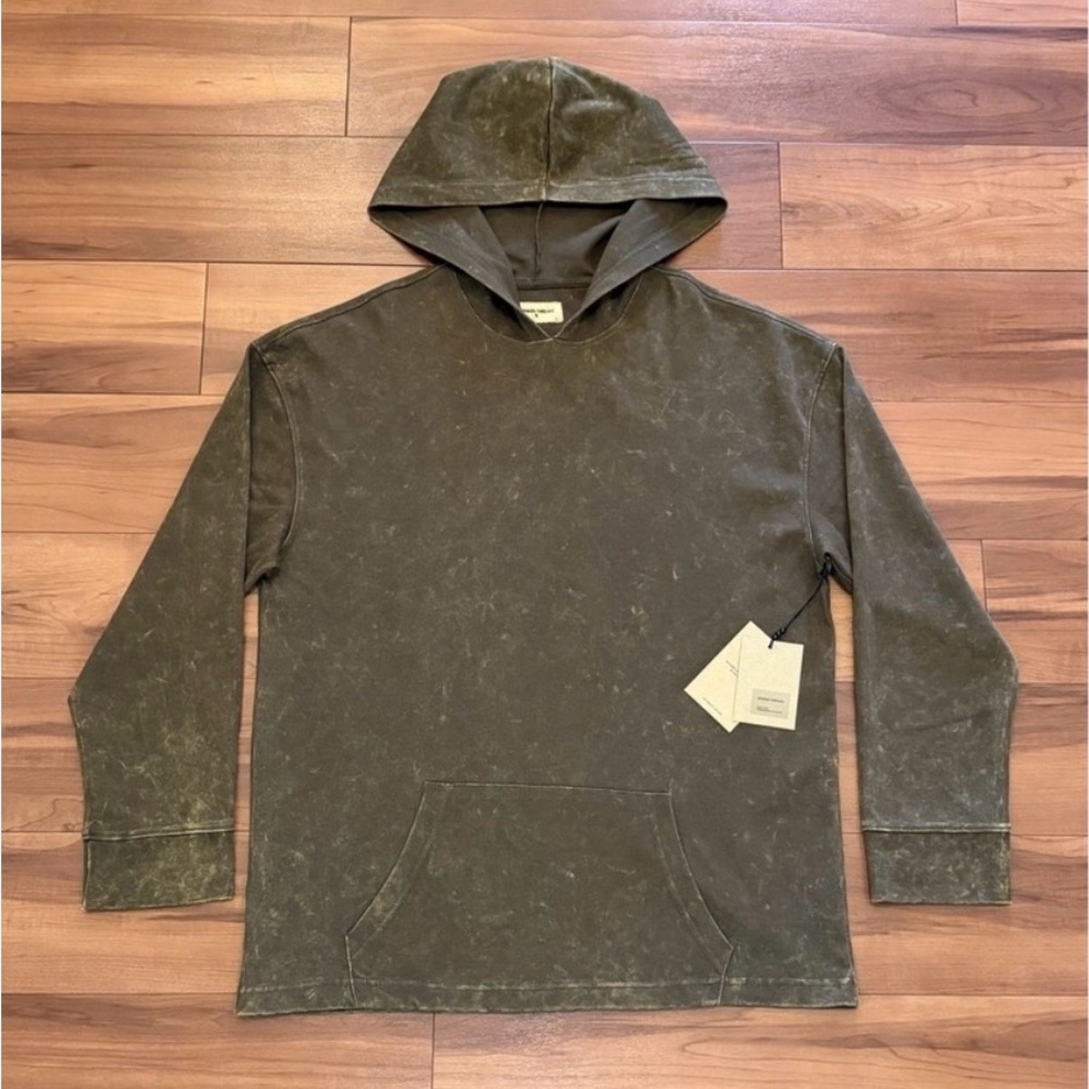 Men's Olive Green Hooded Pullover Sweatshirt - Unbranded